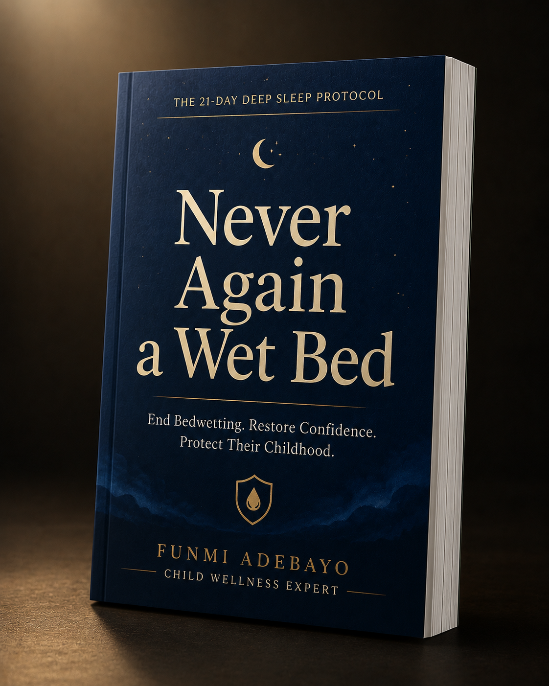 Never Again a Wet Bed 3D Mockup